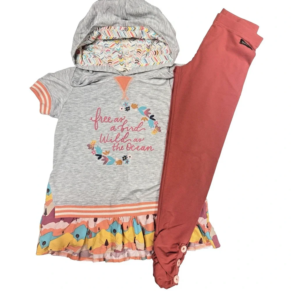Matilda Jane Outfit Girls Hoodie & Leggings - Wonderment Wild & Free Stripes 10